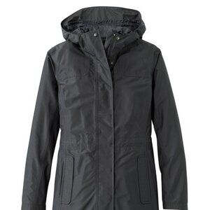 L.L. Bean Women's H2OFF Rain Jacket, Mesh-Lined Med Petite Black
